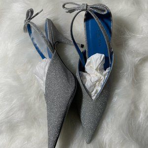 Balenciaga Knife Silver Glitter slingback
